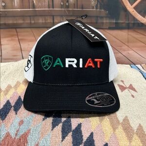 Ariat Men's Black & White Mexico Flag Logo Cap